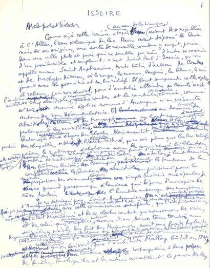 Louis ARAGON 2 Manuscrits autographes (un signé), Issoire, [1961]; 3 pages in-4 et...