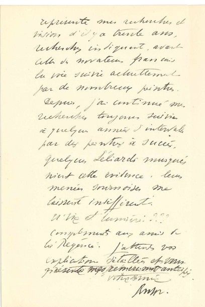 James Ensor (1860-1949) L.A.S., Ostende 12 juillet 1910, à son cher Gaspar; 2 pages...