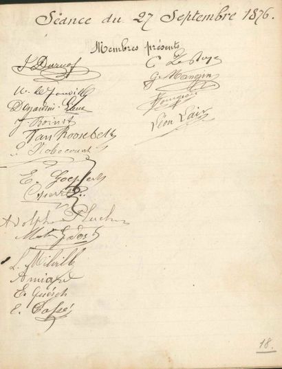 null AÉRONAUTES. Cahier manuscrit signé, 27 septembre 1876-14 mai 1879; cahier petit...
