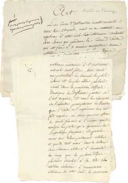Antoine-François FOURCROY (1755-1809) chimiste et homme politique Manuscrit en partie...