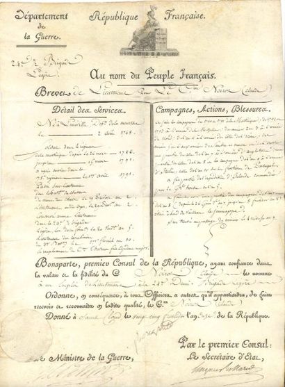 Napoléon Ier (1769-1821) P.S. «Bonaparte» (secrétaire), Saint-Cloud 25 fructidor...