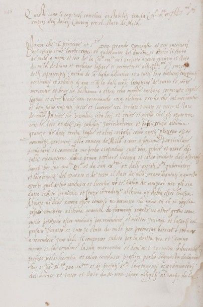 null SUISSE Manuscrit, XVIe siècle (copie d'époque s.d.); 9 pages in-fol., sous cartonnage...