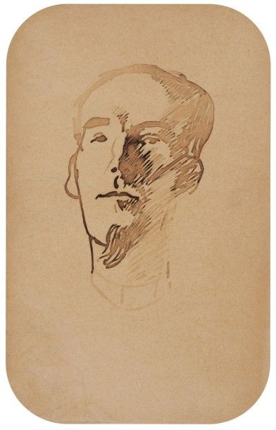 Félix VALLOTTON (1865-1925) Dessin original; plume et lavis d'encre brune; à vue...