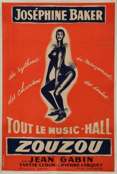 René PÉRON (1904-1971) Affiche pour le film Zouzou; impr. Établissements Saint-Martin,...