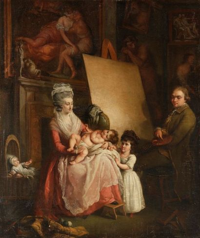 John Francis RIGAUD (1742 - 1810) Autoportrait d'artiste avec sa famille
Toile.
75...