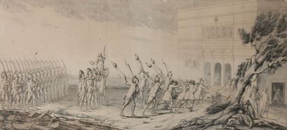 Attribué à Abraham GIRARDET (Locle 1764 - Paris 1823) 
Le Club de Clichy ou le Coup...
