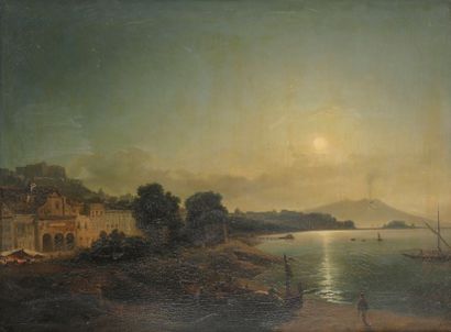 Jean-Charles-Joseph REMOND (Paris 1795 - 1875) 
Vue de la baie de Naples au clair...