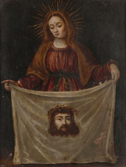 ÉCOLE FRANÇAISE vers 1640 
Sainte Véronique
Cuivre.
18 x 14 cm