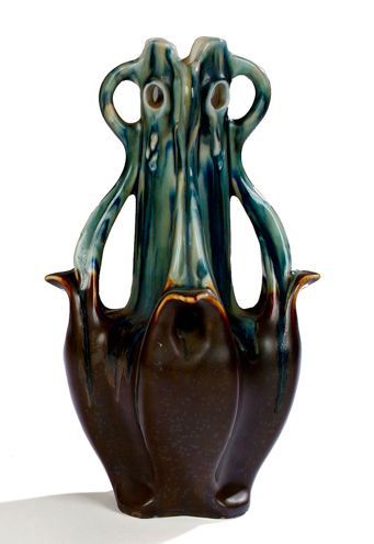 BRUÈRE - GIRAULT-DEMAY-VIGNOLET (GDV) Important vase organique en porcelaine émaillée...