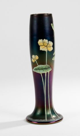 Ferdinand von POSCHINGER (1867-1921) Vase balustre sur large talon. Épreuve en verre...