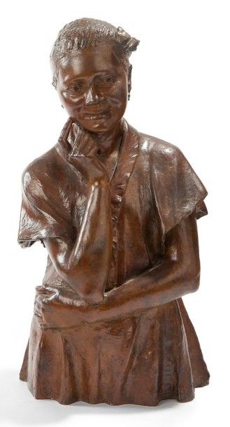 Albert-César CAPPABIANCA (1881-1962) Buste de créole, circa 1930 Bronze patine brun-roux...