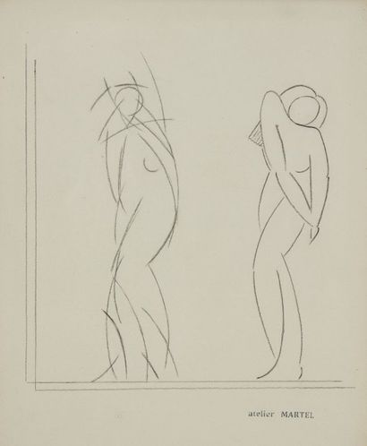 JAN & JOËL MARTEL (1896-1966) Projet de sculptures Crayon sur papier. Porte le cachet...