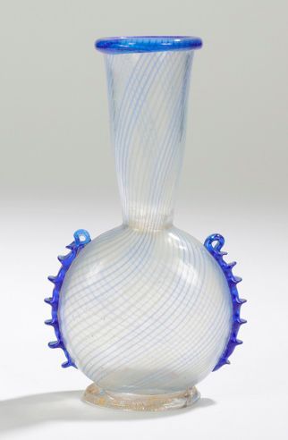 Italie 1950 Vase en verre filigrané. H.: 17 cm