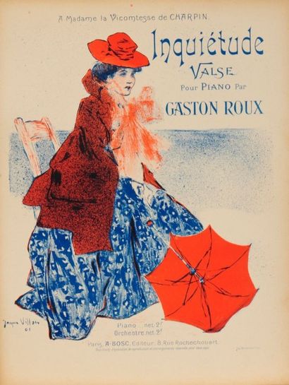 Jacques VILLON (1875-1963) Inquiétude - Valse pour piano par Gaston Roux Partition...