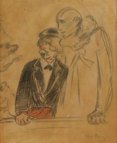 Kees VAN DONGEN (1877-1968) 
Les Personnages de cirque
Dessin au crayon noir et rehauts...
