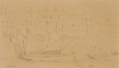 Albert Marquet (1875-1947) 
Le Port
Dessin à l'encre.
Signé en bas à gauche.
9,5...