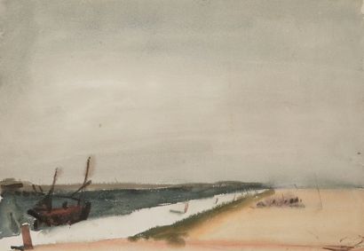 André DERAIN (1880-1954) 
Bord de mer, vers 1925
Aquarelle.
Cachet de la signature...