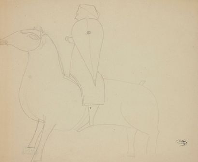 André DERAIN (1880-1954) 
Étude de cavalier
Dessin à la mine de plomb.
Cachet de...