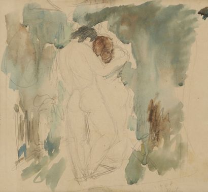 ALFRED RETH (1884-1966) 
Couple nu, 1908
Dessin à la mine de plomb et à l'aquarelle.
Signé...