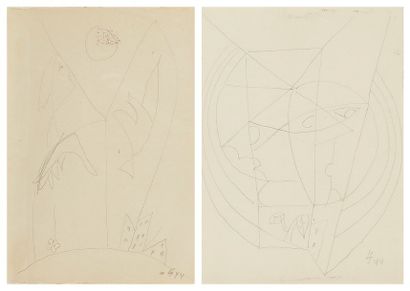 Léopold SURVAGE [franco-russe] (1879-1968) 
Composition, 1944
3 dessins à la mine...