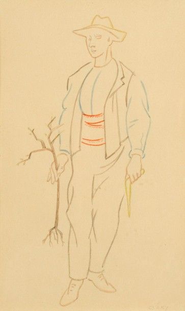 Joseph CSAKY (1888-1971) 
Jeune jardinier
Aquarelle sur trait de crayon.
Signée en...