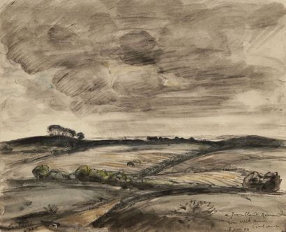 Jean FRÉLAUT (1879-1954) 
Mériadec, ciel nuageux, 1954
Aquarelle, lavis d'encre de...