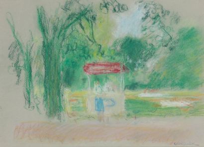 André BARBIER (1883-1970) 
Square
Pastel gras.
Cachet de la signature en bas à droite.
23...