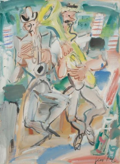 GEN-PAUL (1895-1975) 
Musiciens
Gouache.
Signée en bas à droite.
64 x 49 cm