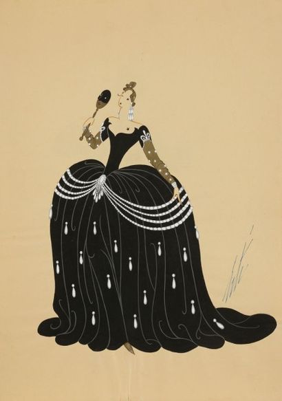 Romain de Tirtoff ERTE (1892-1990) 
La Grande Duchesse, acte III, 1945
Gouache.
Signée...