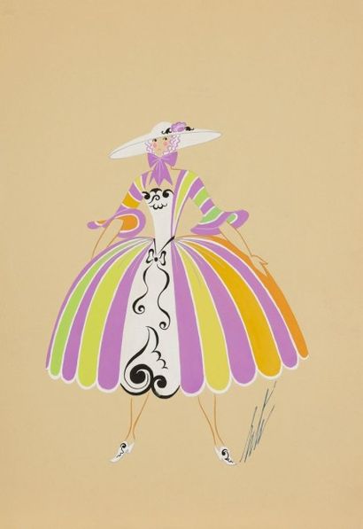 Romain de Tirtoff ERTE (1892-1990) 
La Grande Duchesse, Les Paysannes, 1945
Gouache.
Signée...