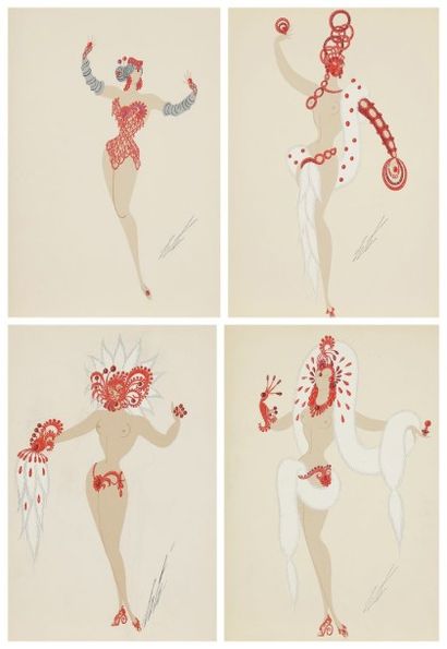 Romain de Tirtoff ERTE (1892-1990) 
Mannequins Rubis - Danseuses Rubis pour la Nouvelle...