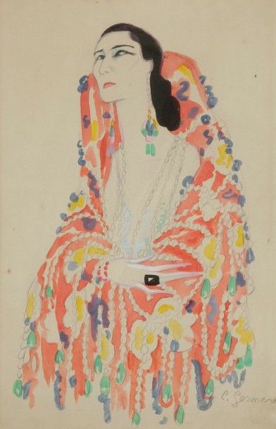 Charles-Carl GESMAR (1900-1928) 
Portrait présumé de Dora Shoïeva
Dessin à la mine...