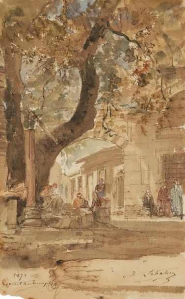 François-Victor SABATIER (1823-1891) 
Constantinople, 1873
Aquarelle.
Signée, titrée...