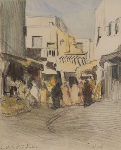 Amédée de LA PATELLIERE (1890-1932) 
Souk à Sfax, Tunisie, 1919
Dessin au crayon...