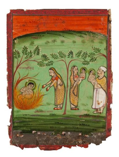 null Krishna enfant et cavalier princier, Rajasthan et cachemire, XIXe siècle
Gouaches...
