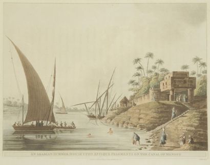 Luigi Mayer (1755 - 1803) d'après, fin XVIIIe siècle 
Neuf vues d'Égypte.
Aquatintes...