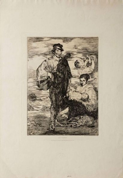 Edouard MANET (1832-1883) 
Les Gitanos. 1862. Eau-forte. 238 x 314. Guérin 21; Bareau...