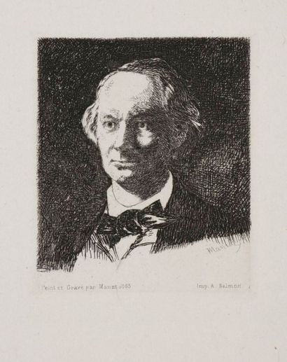 Edouard MANET (1832-1883) 
Charles Baudelaire de face (3e pl.). 1865. Eau-forte....