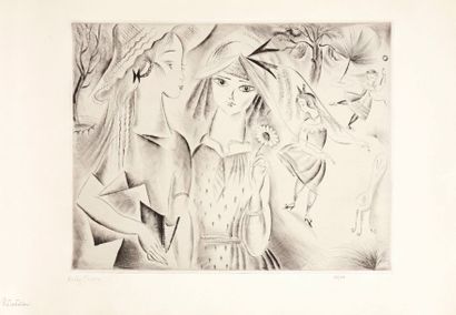 Mily Possoz (portugaise, 1888-1967) 
La Récréation. 1930. Pointe sèche. 325 x 250....