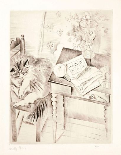 Mily Possoz (portugaise, 1888-1967) 
Chat endormi; Le Chat sur la table; Chat sur...