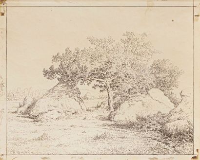 Théodore ROUSSEAU (1812-1867) 
Le Cerisier de la Plante à Biau. Cliché-verre. [300...