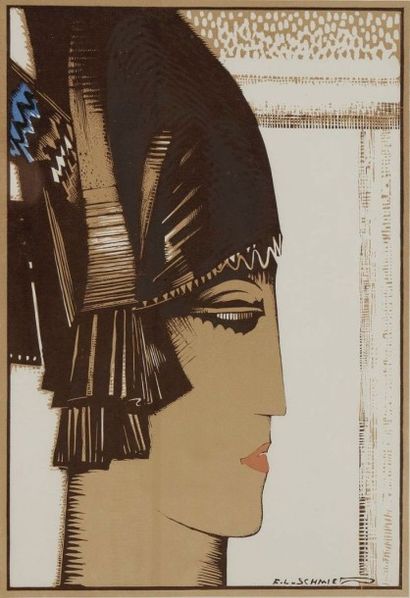 François-Louis SCHMIED (1873-1941) 
Athéna. Vers 1925. Gravure sur bois. 286 x 405....