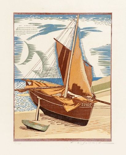 François-Louis SCHMIED (1873-1941) 
Le Langoustier. 1924. Gravure sur bois. 148 x...