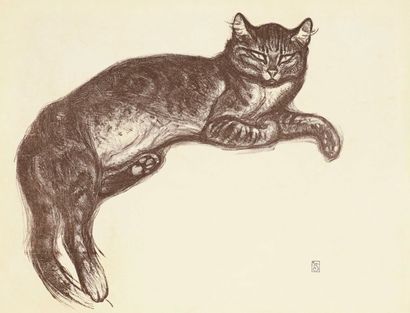 Théophile-Alexandre STEINLEN (1859-1923) 
L'Hiver, chat sur un coussin (affiche pour...