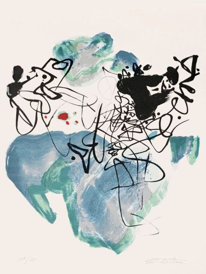Chu Teh-Chun (chinois, 1920-2014) 
La Paix universelle. 1988. Lithographie. 555 x...