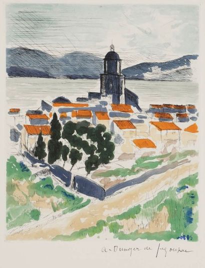 André DUNOYER DE SEGONZAC (1884-1974) 
Saint-Tropez. 1964. Eau-forte et aquatinte....