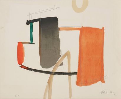 Jean HÉLION (1904-1987) 
Composition abstraite. 1970. Lithographie d'après un dessin...
