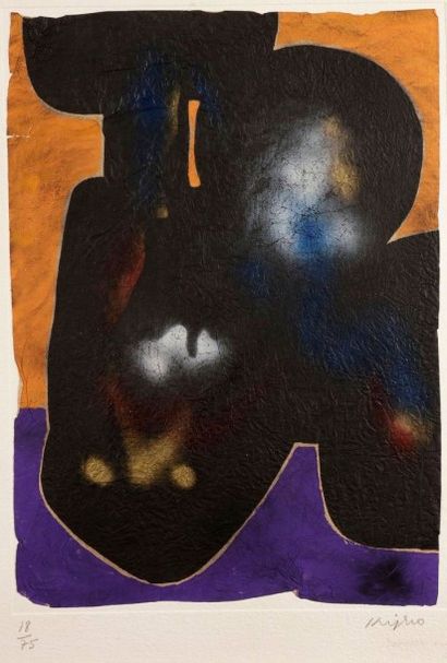 Ladislas Kijno (polonais, 1921-2012) 
Domination orange. Lithographie en couleurs...