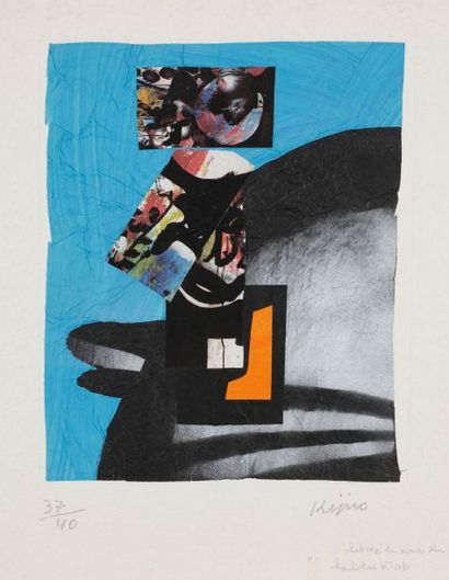 Ladislas Kijno (polonais, 1921-2012) 
Liberté du monde, bleu. 2004. Lithographie...