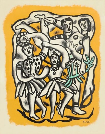 Fernand LÉGER (1881-1955) 
Les Danseuses (fond jaune). Lithographie. 455 x 560. Saphire...